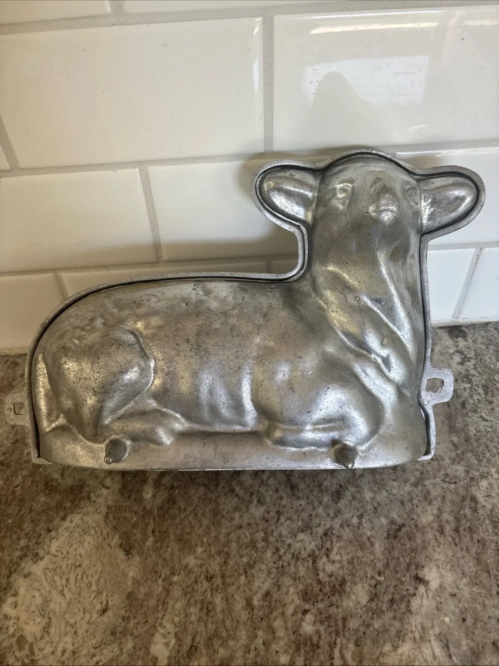Vintage Cast Aluminum LAMB/SHEEP 2 Piece Chocolate, Candy, & Cake Mold Heavy!